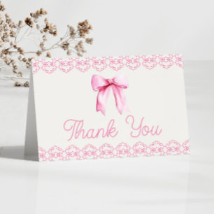 Carte De Remerciements Fête des mariées rose Coquette Bow