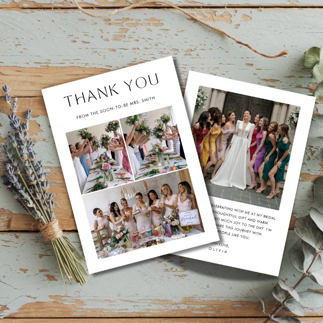 Carte De Remerciements Fête des mariées simple 4 Mariage photo (Créateur téléchargé)