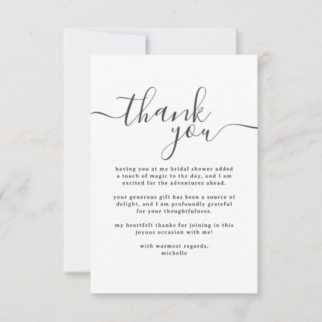 Carte De Remerciements Fête des mariées simple en noir et blanc (Devant)