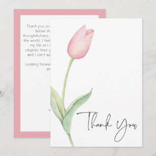 Carte De Remerciements Fête des mariées solo Tulip rose