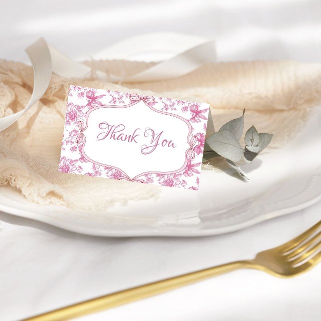 Carte De Remerciements Fête des mariées Tea Party Fleur sauvage rose (Créateur téléchargé)