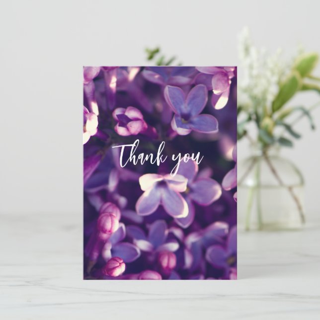 Carte De Remerciements Fête des mères, Mariage, Grossesse, Fleur Lilac, (Debout devant)