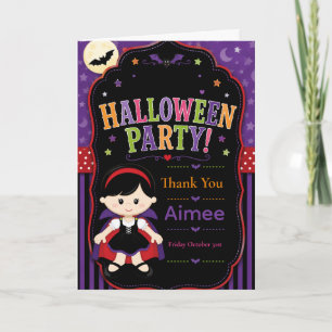 Carte De Remerciements Fête d'Halloween Vampire pour Enfants