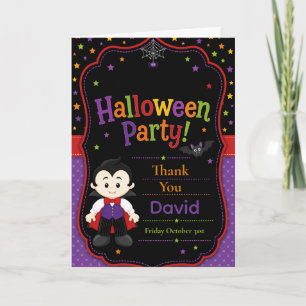 Carte De Remerciements Fête d'Halloween Vampire pour Enfants