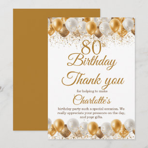 Carte De Remerciements Fête du 80e anniversaire