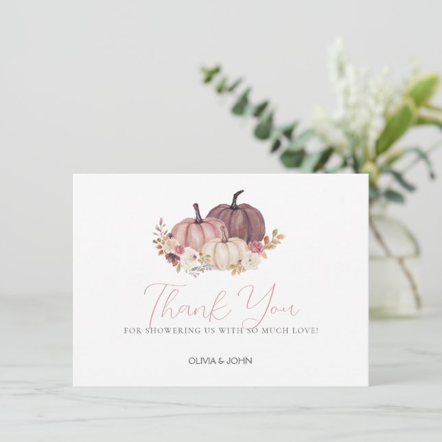 Carte De Remerciements Fête du jardin Citrouille floral (Debout devant)