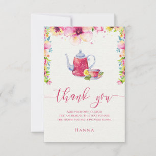 Carte De Remerciements Fête du thé floral à l'aquarelle Remerciements