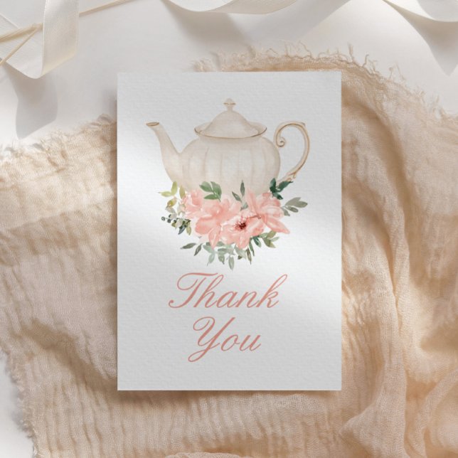 Carte De Remerciements Fête du thé floral fête d'anniversaire (Créateur téléchargé)