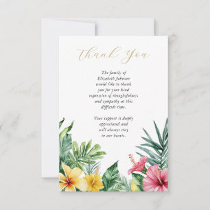 Carte De Remerciements Fête Florale Tropicale Moderne De La Vie Funéraire