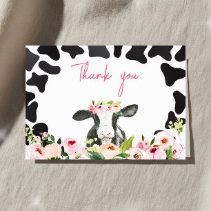 Carte De Remerciements Fête Florale Vache Sacrée Baby Shower