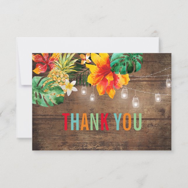 Carte De Remerciements Fête Luau (Devant)
