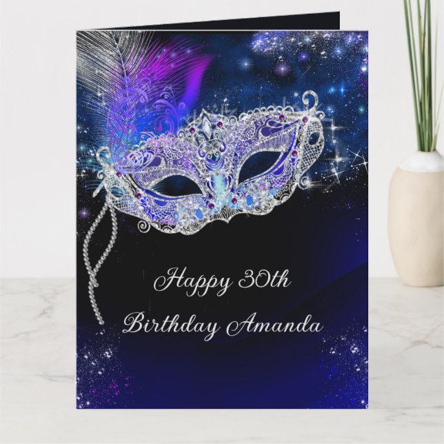 Carte De Remerciements Fête Mascarade d'anniversaire personnalisée (Devant)