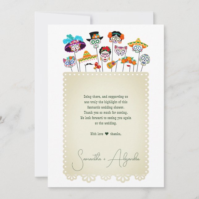 Carte De Remerciements Fête Mexicaine Margs et Mariage pour les Futurs Ma (Devant)