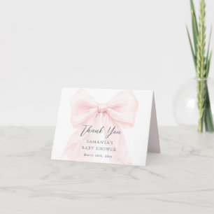 Carte De Remerciements Fête moderne de bébé fille avec un ruban rose