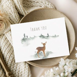Carte De Remerciements Fête Prénatale à l'aquarelle Faon de la Forêt Rust