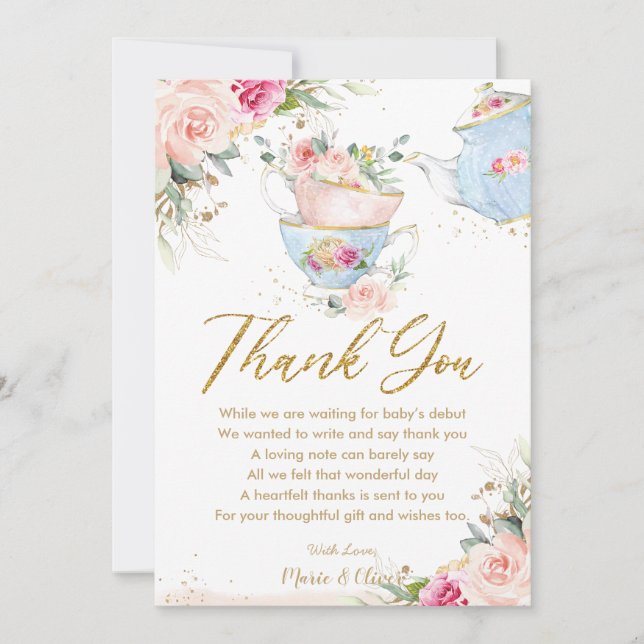 Carte De Remerciements Fête Prénatale Anniversaire de Baby Shower sur le  (Devant)