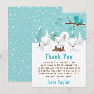 Carte De Remerciements Fête Prénatale Bébé Merveilleux Hiver Renards Arct