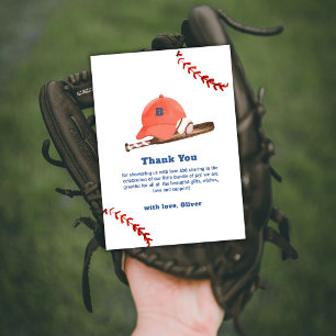 Carte De Remerciements Fête Prénatale Bébé Sport Baseball Retro Little Sl