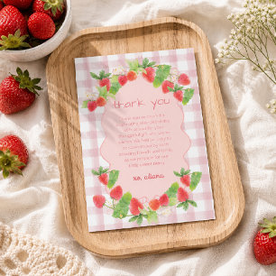 Carte De Remerciements Fête prénatale Conquette baies Fille aux fraises f