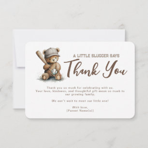 Carte De Remerciements Fête Prénatale de Baseball Ours en Peluche Mixte