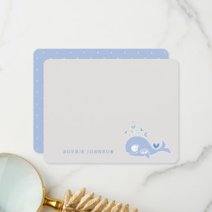 Carte De Remerciements Fête prénatale de jumeaux garçon baleine bleue de