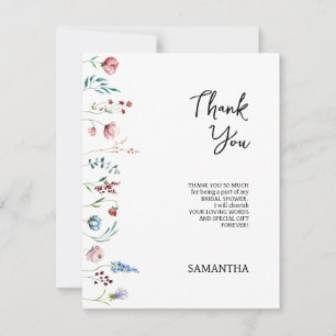 Carte De Remerciements Fête prénuptiale de fleurs sauvages de jardin