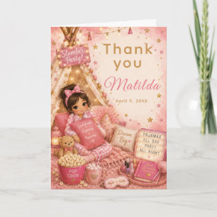 Carte De Remerciements Fête pyjama rose