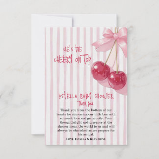 Carte De Remerciements Fete Retro Fille Rose Rouge Cerise