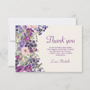 Carte De Remerciements Feuillage de couleur rose pourpre Anniversaire