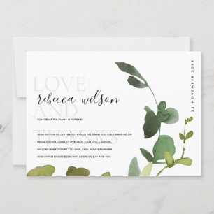 Carte De Remerciements Feuillage Moderne de Eucalyptus Vert pour Baby Sho