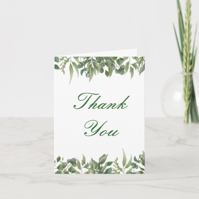 Carte De Remerciements Feuillage vert Feuille rustique (Devant)