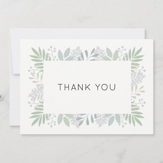 Carte de remerciements feuillage vert - plat 5x7 (Devant)