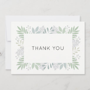 Carte de remerciements feuillage vert - plat 5x7