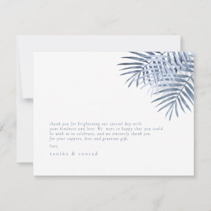 Carte De Remerciements Feuille de palme luxuriante Mariage Windsor Blue I