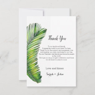 Carte De Remerciements Feuille de verdure sauvage de Palm Tropical