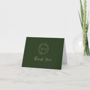 Carte De Remerciements Feuille minimale Mariage de monogramme officiel