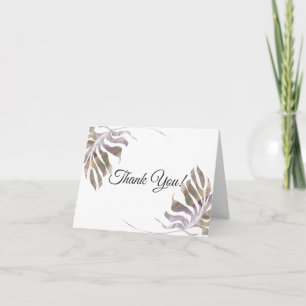 Carte De Remerciements Feuilles d'aquarelle en or Mauve Taupe