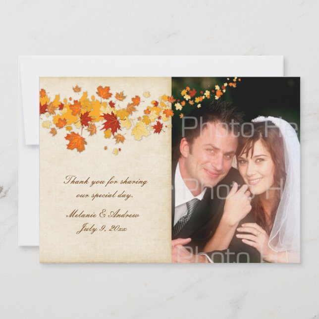 Carte De Remerciements Feuilles d'automne (Devant)