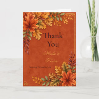 Carte De Remerciements Feuilles d'Automne Mariage Terracotta