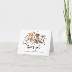 Carte De Remerciements Feuilles de automne florales blanches Photo Mariag