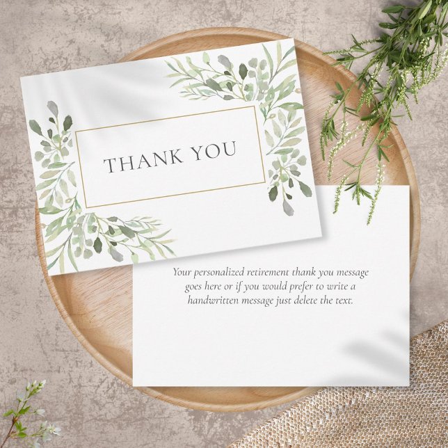 Carte De Remerciements Feuilles de verdure élégantes pour la retraite Mer (Créateur téléchargé)