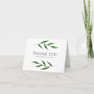 Carte De Remerciements Feuilles Luxuriantes Éléments Aquarelle Mariage Re