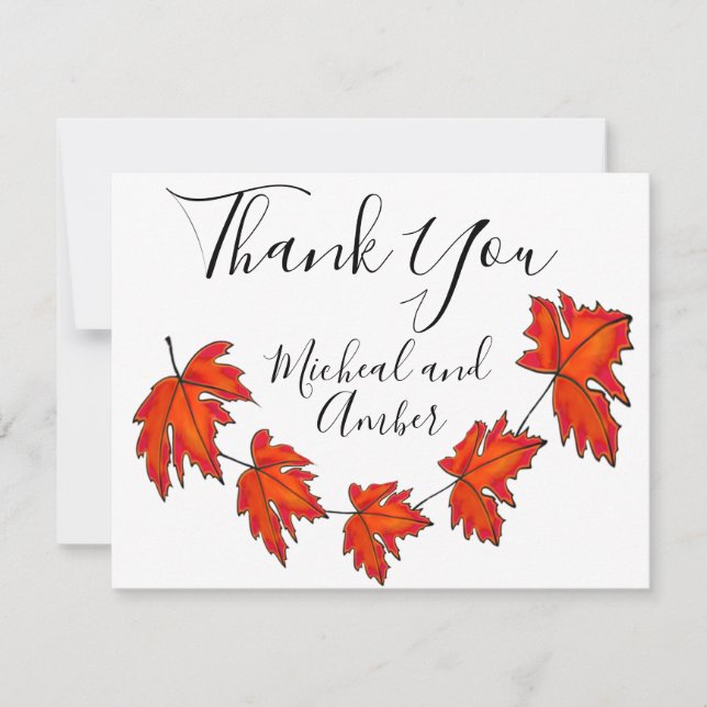 Carte De Remerciements Feuilles rouges, feuilles d'érable, couleurs d'aut (Devant)