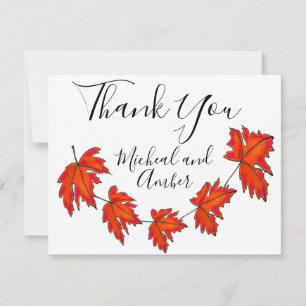 Carte De Remerciements Feuilles rouges, feuilles d'érable, couleurs d'aut