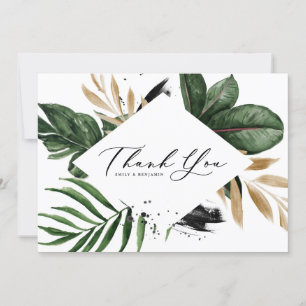 Carte De Remerciements Feuilles tropicaux Faux Gold Foil Mariage