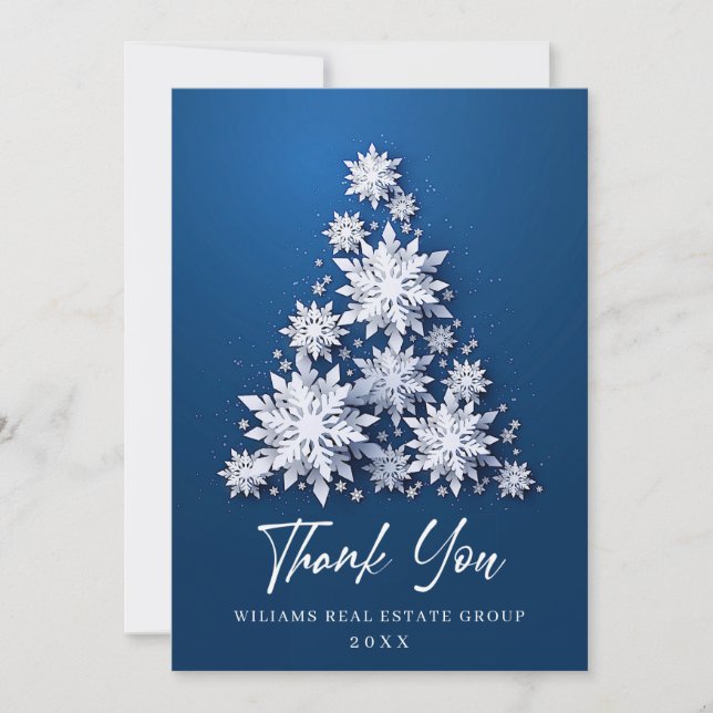 Carte De Remerciements Feux de neige Arbre de Noël Fête d'entreprise (Devant)