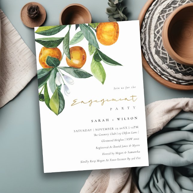 Carte De Remerciements Fiançailles Boho Botanique Orange Citrus Invitatio (Créateur téléchargé)