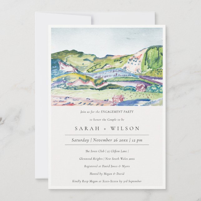 Carte De Remerciements Fiançailles d'aquarelle animée Mountain Scape Invi (Devant)