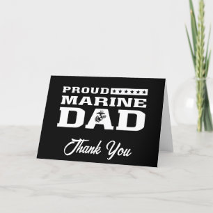 Carte De Remerciements Fier Marine Papa - Blanc