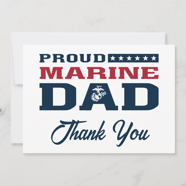 Carte De Remerciements Fier Marine Papa - Couleur (Devant)
